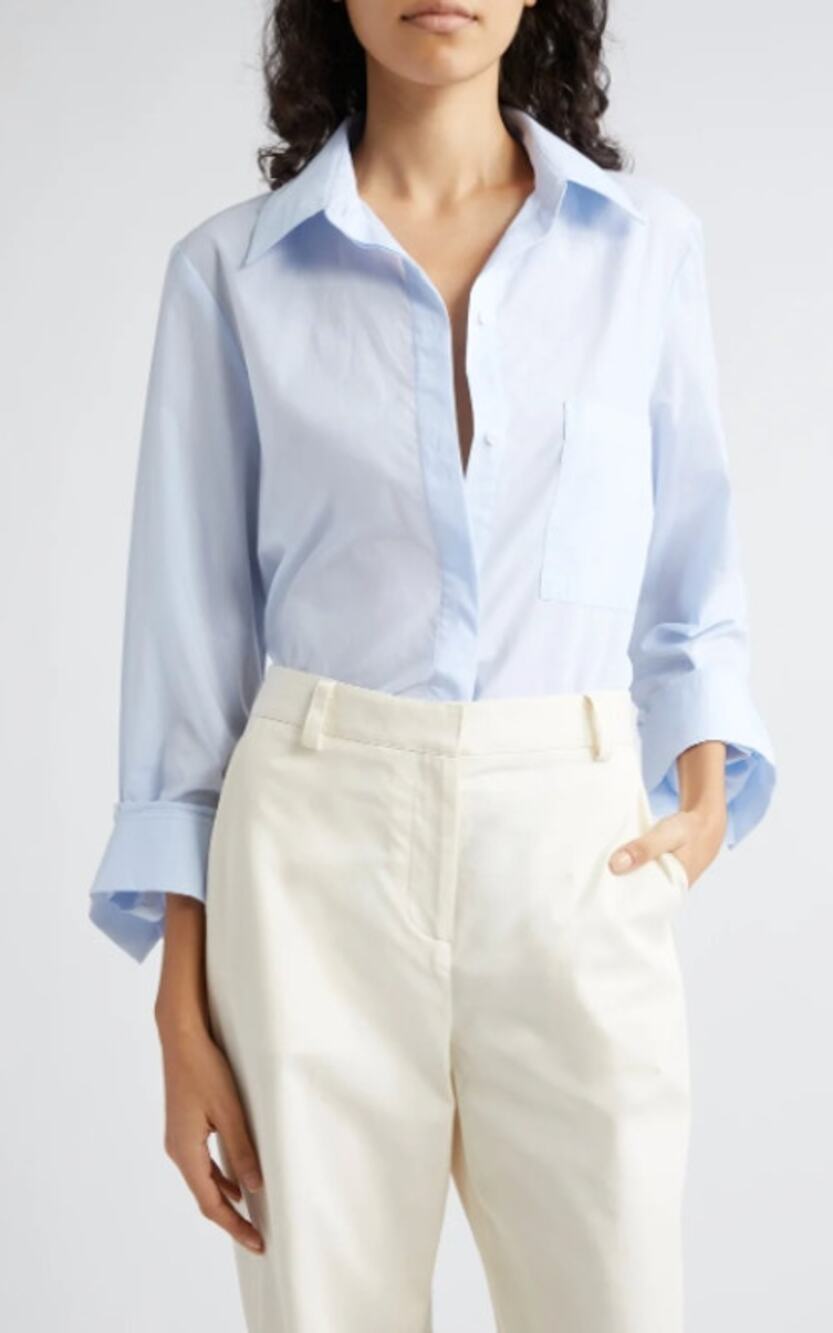 TWP Boyfriend Button-Up Shirt Blue size XL